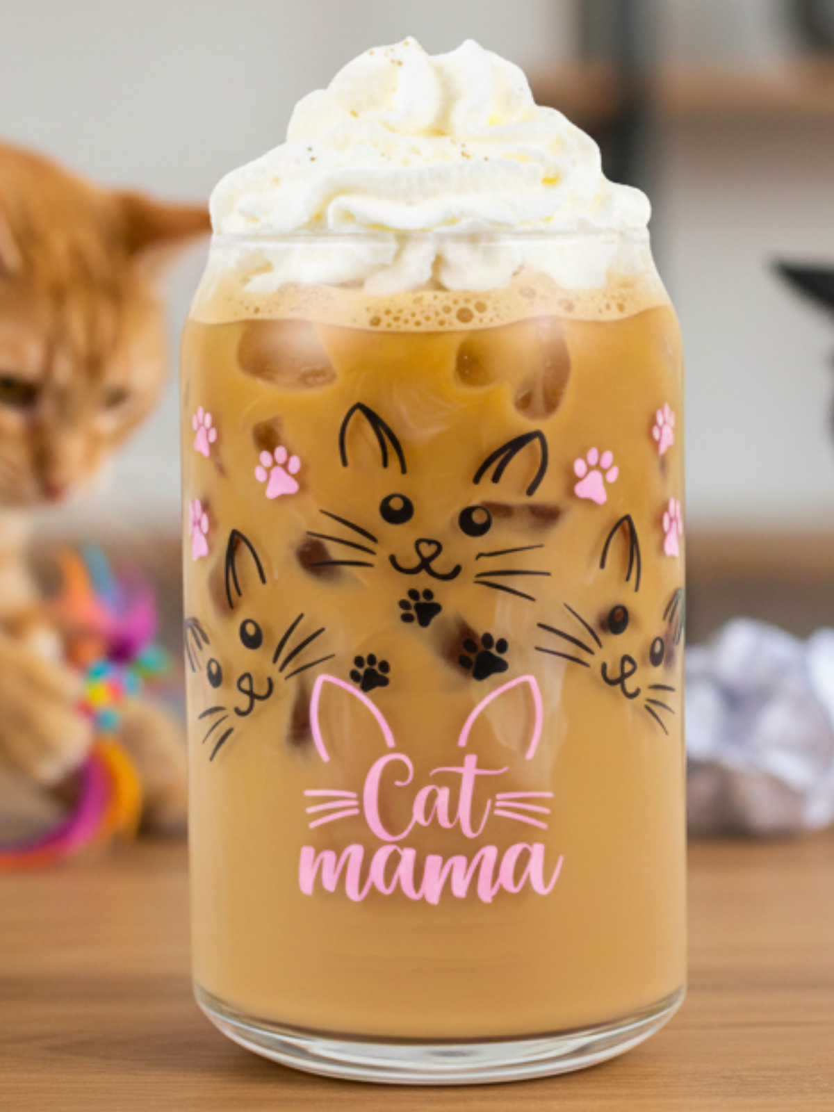 Sklenička Cat mama růžová