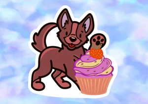 Samolepka Pes s muffinem